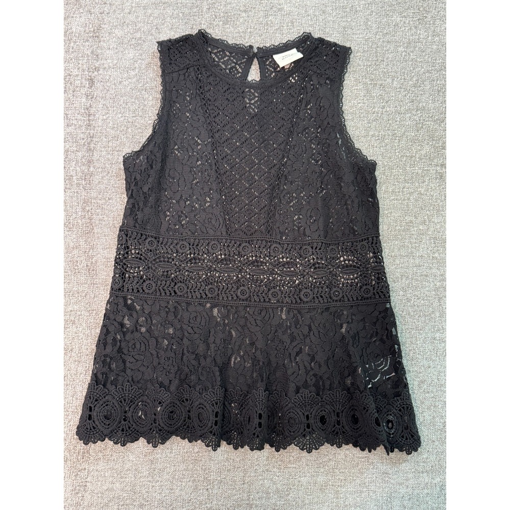 Witchy‎ Boho Lace Crochet Tunic Top Black Romantic Festival Women M